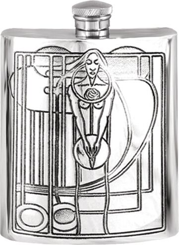 6oz Charles Rennie Mackintosh Design Pewter Hip Flask | Houston