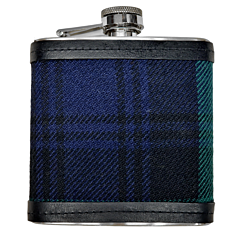 Tartan Hip Flask with Leather Trim